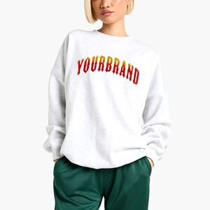 Sudaderas Extra Grandes OEM con Cuello Redondo, Letras Bordadas, Hombros Caídos, Mangas Largas, Sudaderas Personalizadas de Algodón para Mujer - Product Image 1
