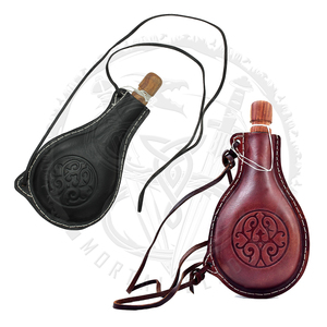 Botella de Agua Medieval de Cuero Vacuno Genuino, Botella de Cuero en Forma de Lágrima, Frasco de Agua Renacentista en Forma de Lágrima de Pakistán - Product Image 2