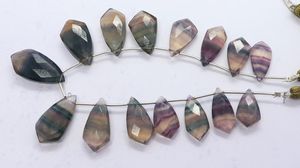 Cuentas facetadas de fluorita natural AAA en forma de lazo de 10x21-14x28 mm, cuentas de piedras preciosas de fluorita de 8 pulgadas, cuentas facetadas de fluorita en forma de lazo para joyería. - Product Image 2