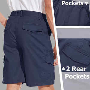 กางเกงขาสั้นคาร์โก้ผู้ชายคุณภาพสูง ผ้าฝ้าย 100% ทรงลำลอง ไม่หด ไม่ยับ มีกระเป๋าข้าง เอวยางยืด ระบายอากาศได้ดี - Product Image 5