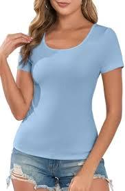 Camiseta Casual de Algodón de Color Liso para Mujer, Camiseta de Verano de Manga Corta, Ajustada, Transpirable, Suave, con Cuello Redondo, Tejido de Punto - Product Image 4