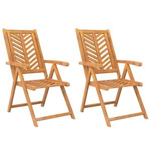 Solid Wood <b>Folding</b> Bistro Set, <b>Reclining</b> <b>Chairs</b> with Chevron Slat Back and Square Table - Product Image 5