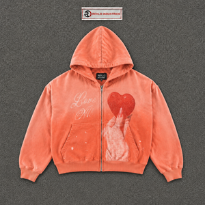 เสื้อฮู้ดซิปพรีเมียม CORAL STREETWEAR ลายหัวใจพร้อมข้อความ "Love Me" ด้านหน้า ดีไซน์สำหรับทุกเพศ เสื้อสเวตเตอร์ถักลำลองสำหรับฤดูใบไม้ร่วง - Product Image 5