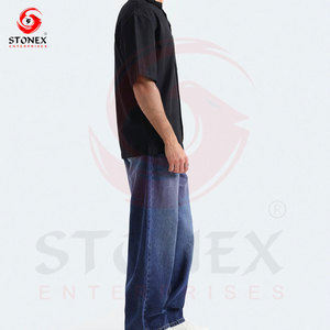 Jean en denim noir déchiré pour homme, coupe évasée, style vintage délavé, jambe large, streetwear, en coton, vente en gros - Product Image 2