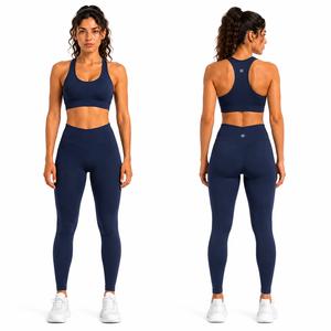 Women Racerback Yoga Set High Waist Leggings Sports Bra Fitness Gym Workout Activewear Set - Product Image 3