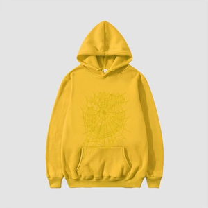 Sweat-shirt à capuche noir pour homme, imprimé toile d'araignée, décontracté, en coton tricoté, coupe classique, avec logo sur le devant - Product Image 4