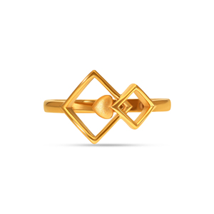 Modern Geometric Double Square Heart Gold Plated <b>Adjustable</b> <b>Ring</b> for Women Minimalist Open Frame Designer Finger <b>Ring</b> - Product Image 3