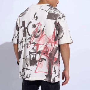 Casual Men Printed Oversized T Shirt Loose Fit Street Style Clothing Cotton Acid Washed Vintage Streetwear <b>Tee</b> for Men - Product Image 2