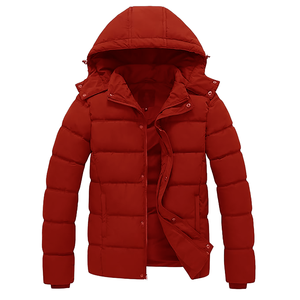 Chaqueta de invierno acolchada gruesa con capucha para hombre al por mayor, abrigo cortavientos acolchado de poliéster y nailon de talla grande, ropa exterior informal - Product Image 1