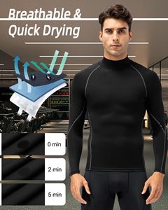 Rash Guard For Men Athletic <b>Base</b> <b>Layer</b> MMA Compression Shirt Turtle Neck <b>Long</b> <b>Sleeve</b> Rash Guard For Gym Training Running Cycling - Product Image 6