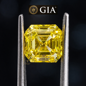 เพชรทรงแอสเชอร์ 1.01 กะรัต สีเหลืองแฟนซี แท้ 100% ได้รับการรับรองจาก GIA สำหรับผู้จำหน่ายเครื่องประดับจากอินเดีย - Product Image 3