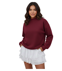 Sudaderas de Manga Larga con Cuello Alto y Logotipo Personalizado OEM, Sudaderas Clásicas de Forro Polar Grueso, Deportivas, de Algodón, Talla Grande para Mujer - Product Image 1