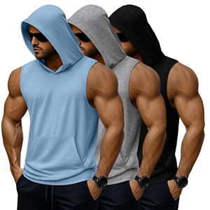 Chaleco sin mangas con capucha para hombre, de color sólido, transpirable, de poliéster, con bolsillos, estilo casual. - Product Image 6