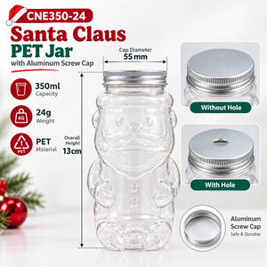 ขวด PET คริสต์มาสขนาด 350 มล. ลายซานต้า พร้อมฝาเกลียวอะลูมิเนียมสีเงิน - บรรจุภัณฑ์เครื่องดื่มสำหรับเทศกาล จำหน่ายจำนวนมาก - Product Image 6