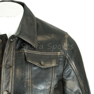 Trendy Regular Fit Bulk Quantity Factory Made Solid Color Cowhide Leather <b>Jacket</b> Sheepskin Leather <b>Jacket</b> - Product Image 5