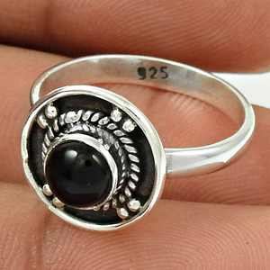 Round Cut <b>Black</b> Onyx Gemstone Solitaire <b>Ring</b> In 925 Sterling Silver Handmade Gemstone Bohemia <b>Ring</b> Unique Elegant Gift For <b>Women</b> - Product Image 3