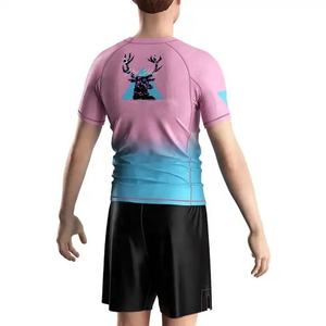 T-shirt de compression anti-bactérien à manches longues pour homme, dégradé, séchage rapide, pour MMA, BJJ, sport, natation, surf - Product Image 4