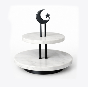 Elegant <b>two</b> <b>tier</b> glass <b>cake</b> <b>stand</b> is designed to bring a luxurious festive and modern look dessert presentation and home decor - Product Image 5