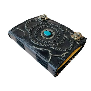 <b>Hocus</b> <b>Pocus</b> Gemstone Stitched Hardcover Leather Journal Dual Lock <b>Spell</b> <b>Book</b> Vintage Wiccan Grimoire Religious Love Handmade - Product Image 5