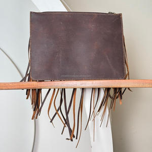 2025 vente en gros nouveauté cuir de vachette frange bracelet pochette sac à main pour les femmes de haute qualité en cuir véritable pochette à fermeture éclair - Product Image 5