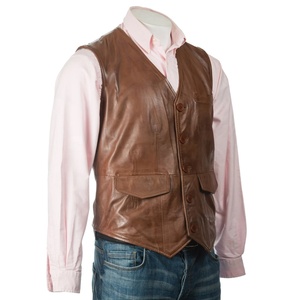 Custom Style Men's 100% Genuine Leather Vest Custom Colors Logo High Quality Plus Size Custom Design Leather Vest - Product Image 1