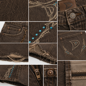 Washed Olive Denim Jorts Men Baggy Y2K Streetwear <b>Shorts</b> with Distressed Finish & Utility Loop Low MOQ Wholesale - Product Image 5