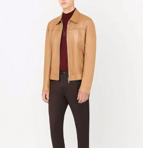 Premium Bomber Style Mens Leather <b>Jacket</b> Good Quality Leather Made Zipper Closure <b>Sheepskin</b> Leather <b>Jackets</b> And Coats - Product Image 6
