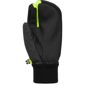Mitaines de ski isolées noires avec accents vert citron, gants thermiques d'hiver unisexes avec fermeture auto-agrippante - Product Image 1