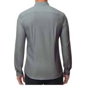 Camisa Casual Personalizada para Hombre con Cuello Mao, Manga Larga, Botones al Frente, Bolsillo en el Pecho y Estilo de Color Sólido - Product Image 2