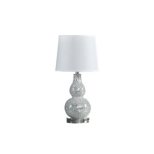 19.5\" <b>Silver</b> Chrome Polyresin Table <b>Lamp</b> with Mirror Glass Mosaic Elegant In-Mirror Design - Product Image 1