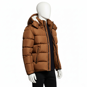 Men's Stand Collar Quilted Puffer Jacket Warm Padded Winter <b>Coat</b> with Front Zipper and Secure Pocket Design - Product Image 4