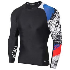 Custom Logo <b>Men</b> Long Sleeve Rash Guard <b>Compression</b> <b>Shirt</b> Graphic Print UV Protection Quick Dry OEM Wholesale - Product Image 2