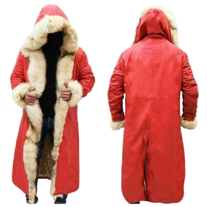 Veste d'hiver décontractée pour homme en cuir rouge uni avec fermeture éclair, col montant, coupe-vent, respirante, logo frontal - Product Image 1
