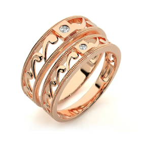925 Sterling <b>Silver</b> Rose Gold Plated Swirl Couple <b>Rings</b> - Product Image 3