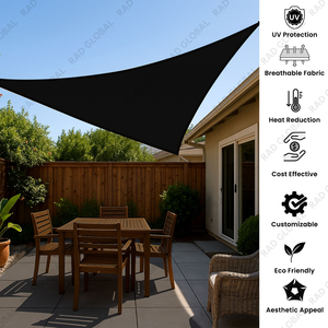 Voile d'ombrage triangulaire noir perle en HDPE, respirante, protection UV, pour jardin, patio, balcon, extérieur - Product Image 2