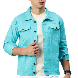 Classic Style Breathable & Eco-Friendly Jeans Jacket for Men 100% Cotton Casual Outerwear Winter Jacket Front Logo Low Price - Product Image 1