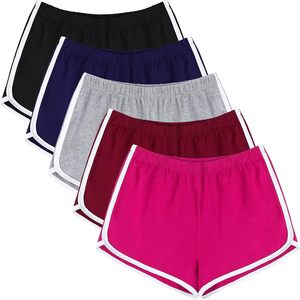 Shorts tricotés noirs tendance pour femme avec bordure blanche, taille élastique, style sportif, respirant, coupe régulière, taille mi-haute, couleur unie - Product Image 5