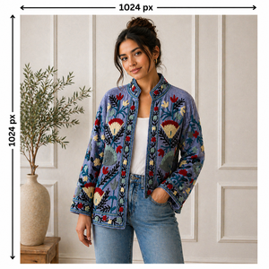 Veste d'hiver unisexe ouverte sur le devant, brodée et matelassée, style bohème, tissée à la main, écologique, respirante, pour festival - Product Image 2