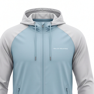Conjunto deportivo de sudadera con capucha y cremallera y pantalones cortos para hombre, personalizado de fábrica, ligero, transpirable, para fitness al aire libre. - Product Image 3