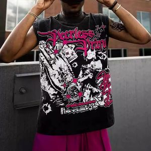 Custom High Quality Heavyweight Plus Size <b>Oversized</b> Cotton <b>Vest</b> DTG Print Hip Hop Short Sleeve Boxy Cropped Tank <b>Top</b> Men - Product Image 4