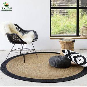 Tapis ronds robustes de 150 cm en jute naturelle, personnalisables pour les lofts à concept ouvert et les salles d'étude - Product Image 6