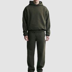 Wholesale 350G Oversized Boxy Fleece Hoodie & Sweatpants Set <b>Men</b> Autumn Casual Baggy Hooded <b>Pullover</b> Tracksuits for Daily Wear - Product Image 1