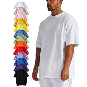 T-shirts pour hommes en coton 100% taille européenne, col rond, design de luxe, blanc, tricoté, anti-boulochage, manches courtes, coupe ample, 210 grammes - Product Image 5