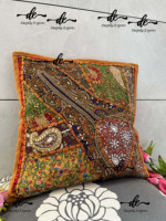 Handgemaakte Indiase patchwork kussenhoes vierkant bohemian borduurwerk decoratieve kunst huisdecoratie 16 inch