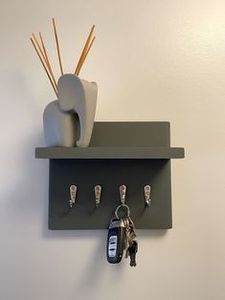 Luxury Handmade Wooden Key Holder Rack with <b>Shelf</b> and <b>Hooks</b> for Entryway Hallway Living Room Home Organization - Product Image 4