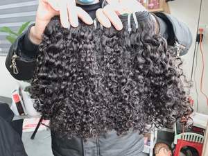 Vente en gros 100% non traités Double-Drawn couleur bouclée Extension de cheveux humains Bundle bon marché avec fermeture/frontale - Product Image 2