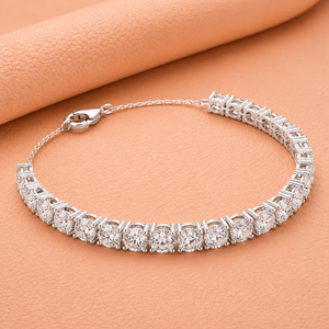 Diamond Tennis <b>Bracelet</b> for Women Silver Plated 14KT IGI Certified VVS1-VVS2 Clarity <b>Adjustable</b> Bridal Jewelry Gift - Product Image 1