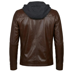 <b>Men's</b> PU Leather <b>Jacket</b> Hooded Motorcycle Slim Fit Casual <b>Men</b> Winter <b>Biker</b> Hooded Leather <b>Jacket</b> - Product Image 4