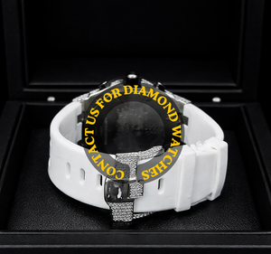 Montre unisexe mécanique de luxe à bracelet en caoutchouc blanc, boîtier rond en moissanite diamantée, best-seller, avec caractéristiques classiques - Product Image 4