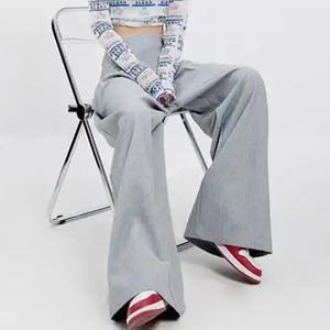 Salopette à coutures respirantes à grandes poches Pantalons décontractés Pantalons amples et droits en coton à taille basse pour femmes Pantalons - Product Image 6